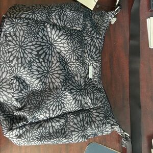 Baggallini Black and Gray Floral Shoulder Bag